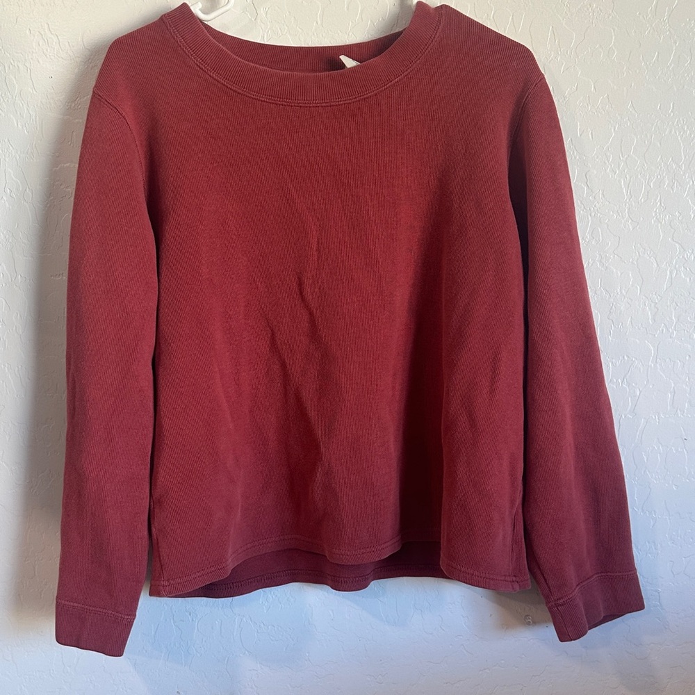Burgundy Long Sleeve M cotton pull over sweatshirt red shirt granola outdoors